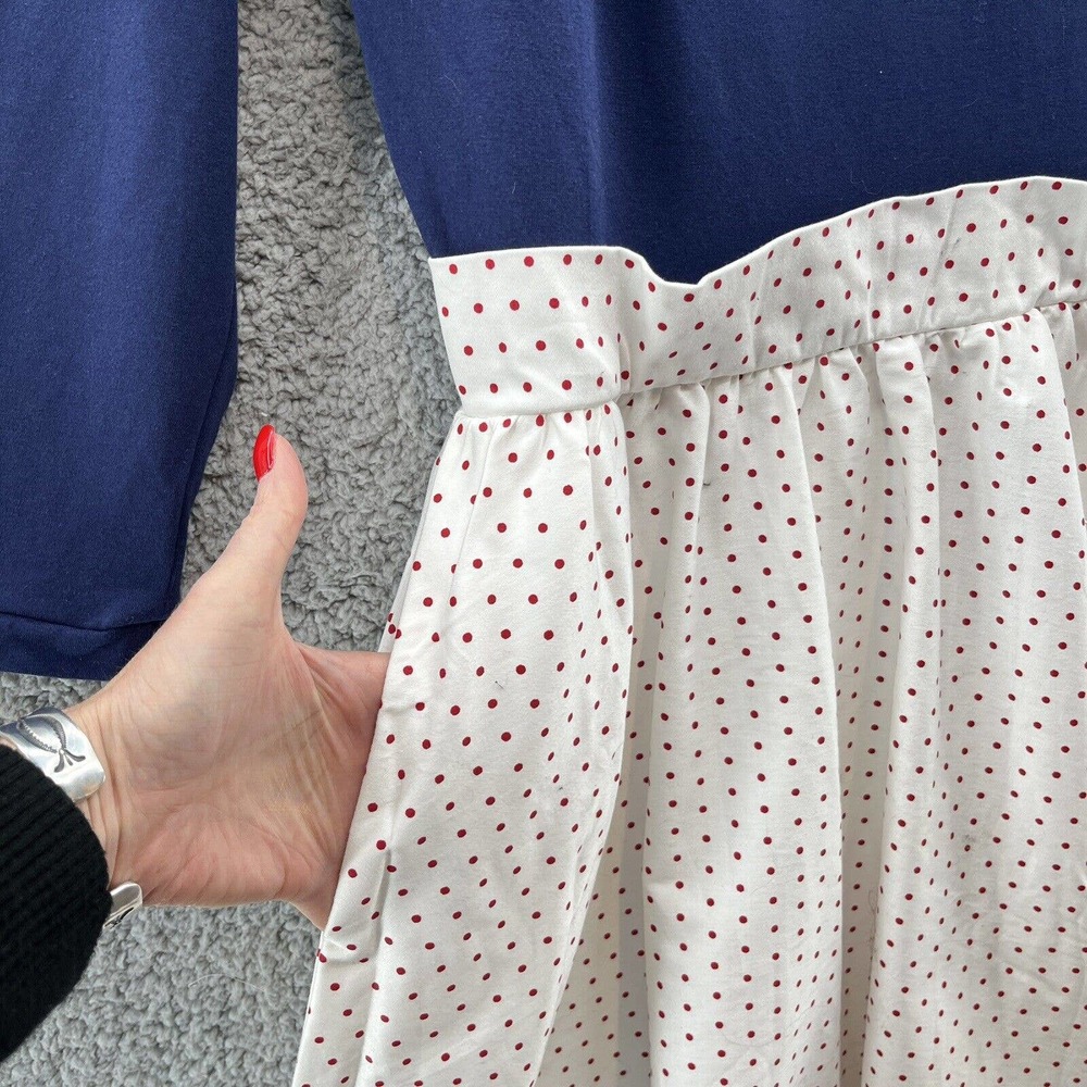 Pinup Couture Navy Top Cream Polka Dot Midi Dress - Picture 3 of 12